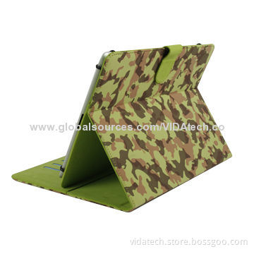 Camouflage Pattern Universal Leather Case with Card Slot and Holder, for Tablet PC